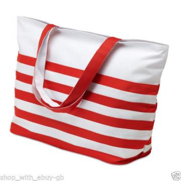 Ladies Summer BEACH Bag - White NAUTICAL STRIPE STRIPED Shopping Shoulder Bag