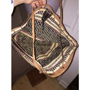 Moroccan Africa straw bag black natural saddle leather beach bucket bag tote