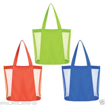 LADIES BEACH BAG / HANDBAG - BRIGHT MESH SUMMER SHOULDER TOTE SHOPPING SHOPPER