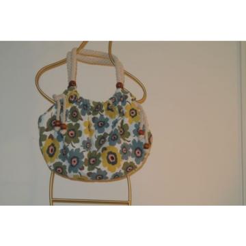 Women&#039;s summer beach bag, Print fabric, fully lined, snap closing, Rope straps