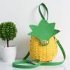 Straw Bag Rattan Plait Yellow Pineapple Green Strap Cross Body KF09-246 S#