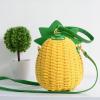 Straw Bag Rattan Plait Yellow Pineapple Green Strap Cross Body KF09-246 S#