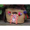 Women&#039;s handmade straw bag handbag with embroidery and shells tassels pom poms