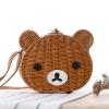 2016 New Fashion Women Summer Cute Brown Bear Straw Bag Beach Tote Bag Handbag