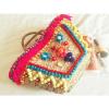 Women&#039;s handmade summer beach straw bag boho bomian bag with pom pom tassels