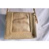 Bally Small Beige Natural Straw &amp; Leather Quilted Shoulder bag Purse Goldtone