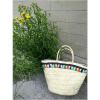 Women&#039;s handmade summer beach large straw bag with colorful tassels