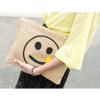 Women&#039;s handmade cute summer straw clutch bag with Emoji smile face tassel