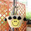 Women&#039;s handmade summer beach large straw bag with cute smile face and tassels