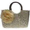 Women&#039;s Handmade Summer Beach Straw Flower Bead Shopping Purse Tote Bag Handbag