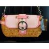 NWT Rafe Straw Purse Pink Leather Handbag Bag