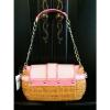 NWT Rafe Straw Purse Pink Leather Handbag Bag