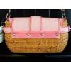 NWT Rafe Straw Purse Pink Leather Handbag Bag