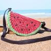 Women&#039;s handmade woven cute summer beach small straw bag with watermelon design