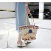 Women&#039;s handmade straw shoulder bag with tassels Ice Cream Saturday embroidery