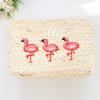 Women&#039;s handmade woven straw clutch bag with flamingo bird embroidery summer bag