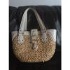 Michael Kors Natural Woven Straw Tote, Handbag, Shoulder Bag Leather Trim