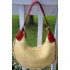 FRANCO SARTO Woven Shoulder Bag Straw-Look, Red Trim Medium Purse, NEW!