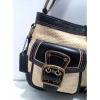 Coach Legacy Black Leather Natural Straw Buckle Dog Latch Shoulder Bag L05K 105