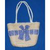 Straw Bag Shoulder Bag Blue Bow Gingham By Moda $13.50.- NWT Free/Ship