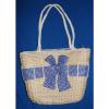 Straw Bag Shoulder Bag Blue Bow Gingham By Moda $13.50.- NWT Free/Ship