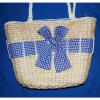 Straw Bag Shoulder Bag Blue Bow Gingham By Moda $13.50.- NWT Free/Ship