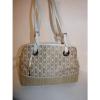 Fossil Signature Ivory &amp; Beige Canvas-Straw &amp; Leather Tote Bag SO SUMMER!