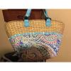 Vera Bradley Summer Straw And Cloth Bag Beach Bag Carryall