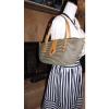 ERIC JAVITS Black Tan Straw/Leather Striped Casual Hand/Shoulder Bag Purse EUC