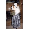 ERIC JAVITS Black Tan Straw/Leather Striped Casual Hand/Shoulder Bag Purse EUC