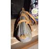 ERIC JAVITS Black Tan Straw/Leather Striped Casual Hand/Shoulder Bag Purse EUC