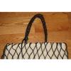 NWOT MICHAEL STARS Fishnet Tote Bag Straw with Black Pleather Net Retails $150