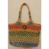 Cappelli Colorful Beaded Straw Purse Tote Shoulder Bag Boho