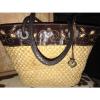 Brighton Woven Natural Straw W/ Brown Leather Trim &#034;Tracy&#034; Tote Purse Bag +