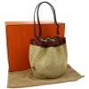 Authentic HERMES MARKET PM Straw Leather Drawstring Shoulder Bag Vintage V14697