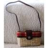 BRIGHTON BROWN  Leather &amp; STRAW LARGE DAISEY Shoulder Bag PURSE