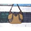 Brighton Brown Woven Straw Croc Embossed Western Leather Handbag Purse Bag