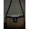 BRIGHTON natural straw w/ black detail Shoulder PURSE BAG EUC