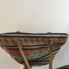 Vintage Boho Chic Straw Basket / Bucket Tote Bag