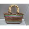 ST. JOHN&#039;S BAY STRAW BAG HANDBAG PURSE BAMBOO HANDLES PASTEL COLORS 4 EASTER NWT