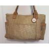 Relic purse tote bag straw look nylon Tan leather trim Large size