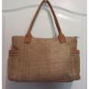 Relic purse tote bag straw look nylon Tan leather trim Large size