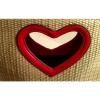 XOXO Natural color STRAW Woven Hand Bag/Purse w/RED HEART SHAPED cut-out handles