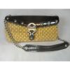 MICHAEL KORS Natur STRAW w/Blac PATENT LETHR w/CHAIN Strap, Sm SHOULDR BAG Purse