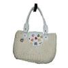 Brighton Straw Hand Bag Purse Shoulder Bag White Multi Color Hearts