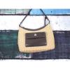 Brighton Tan Brown Woven Straw Croc Embossed Leather Handbag Purse Bag 