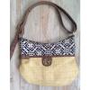 Spartina 449 Navy Blue/White Linen &amp; Straw Handbag Shoulder Bag Purse