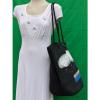 Black Woven Raining Cloud Tote Purse Handbag Shoulder Bag Rain HAND PAINTED