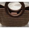 Fossil Beige Woven Straw Leather Satchel Bag Shoulder Strap Body cross 75082