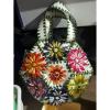 Super cute raffia ribbon Straw flower hand made purse Bag satchel white